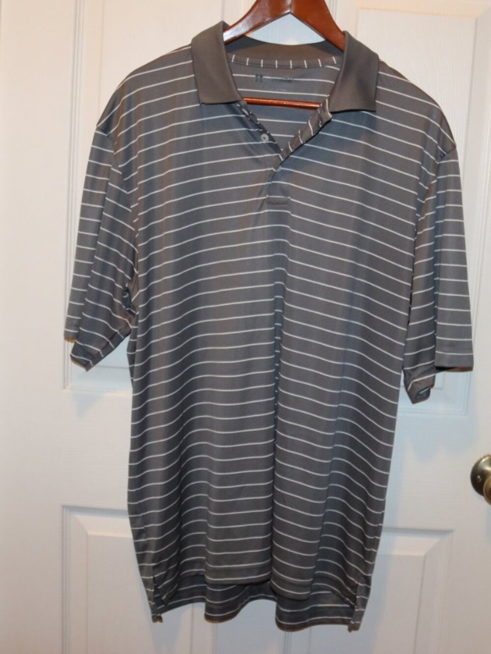 Gear For Sports Polo Shirt Gray XL Golf Short Sleeve White Stripes